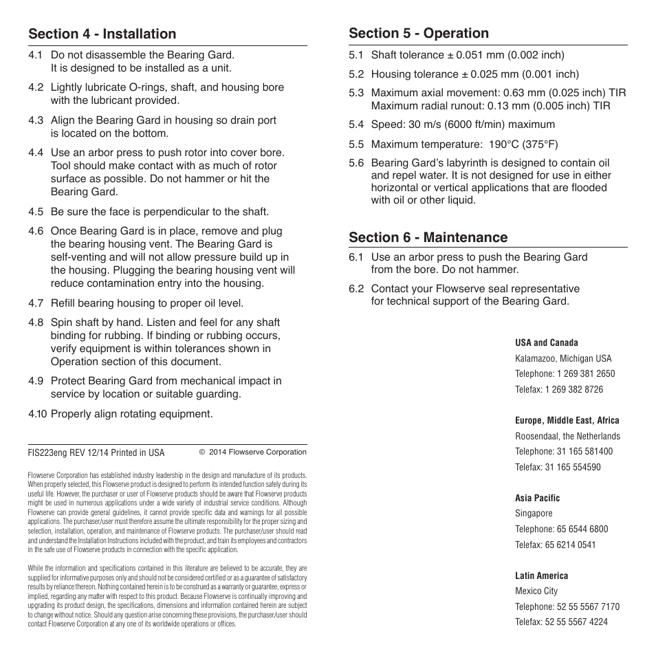 Flowserve Bearing Gard User Manual | Page 2 / 2
