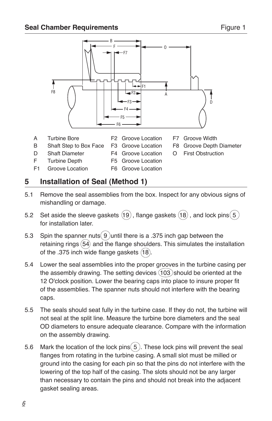 5 installation of seal (method 1), Seal chamber requirements figure 1 | Flowserve GTS Series User Manual | Page 6 / 12