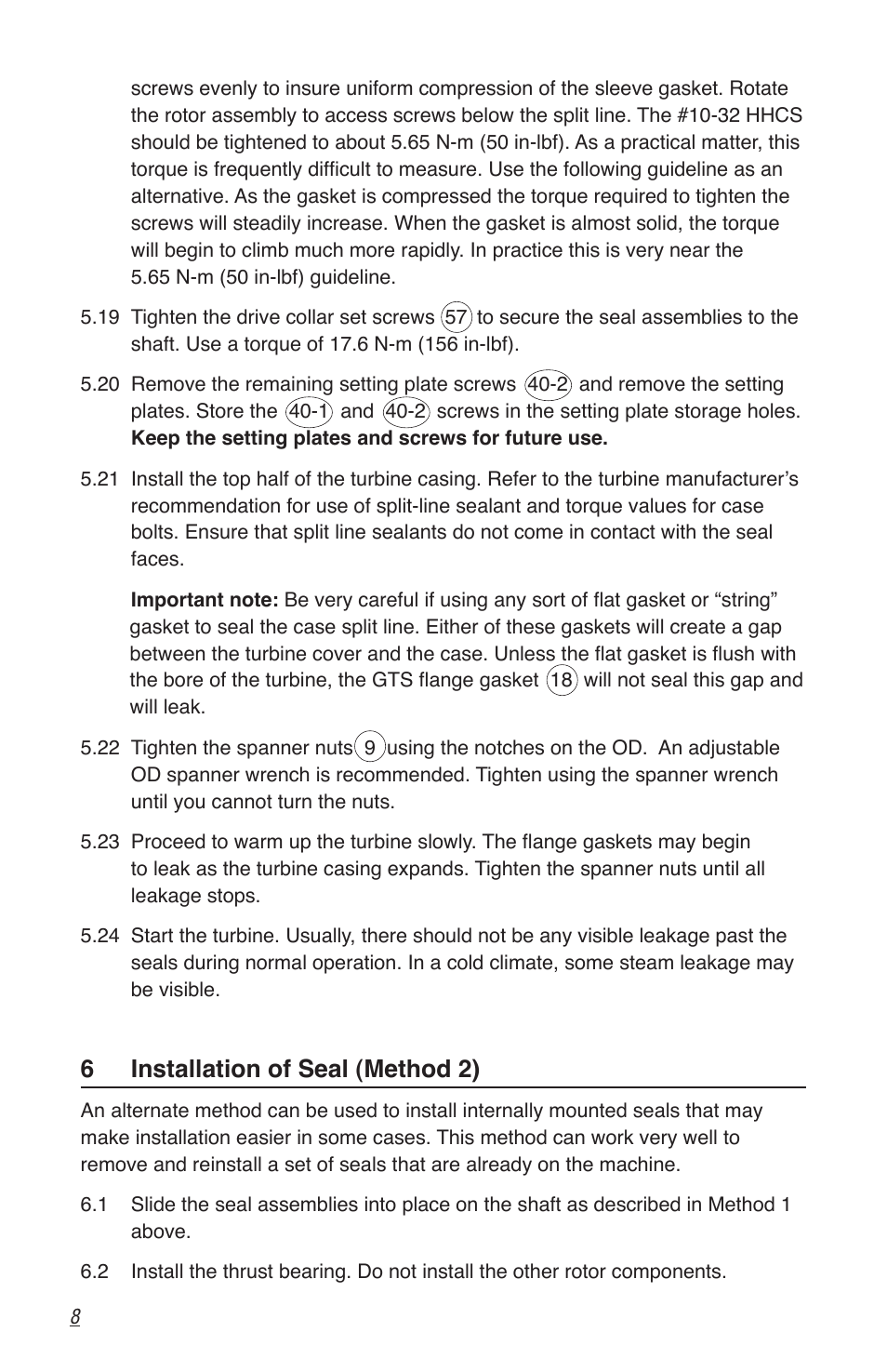 6 installation of seal (method 2) | Flowserve GTS Series User Manual | Page 8 / 12