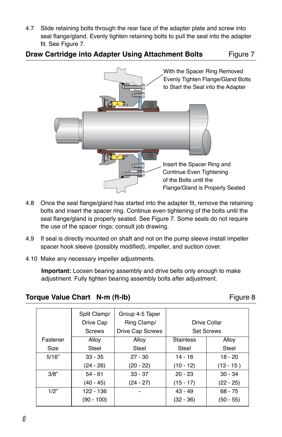 Torque value chart n-m (ft-lb) figure 8 | Flowserve SLC Series Interseal User Manual | Page 6 / 12