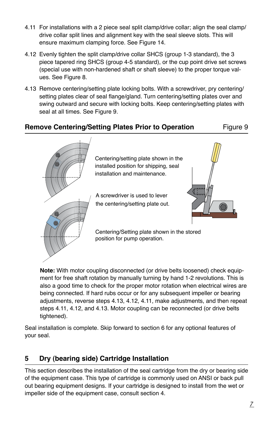 5 dry (bearing side) cartridge installation | Flowserve SLC Series Interseal User Manual | Page 7 / 12