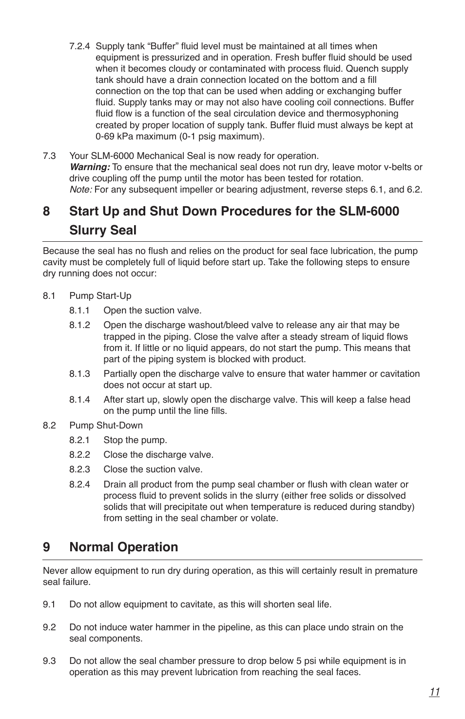 9 normal operation | Flowserve SLM-6000 User Manual | Page 11 / 12