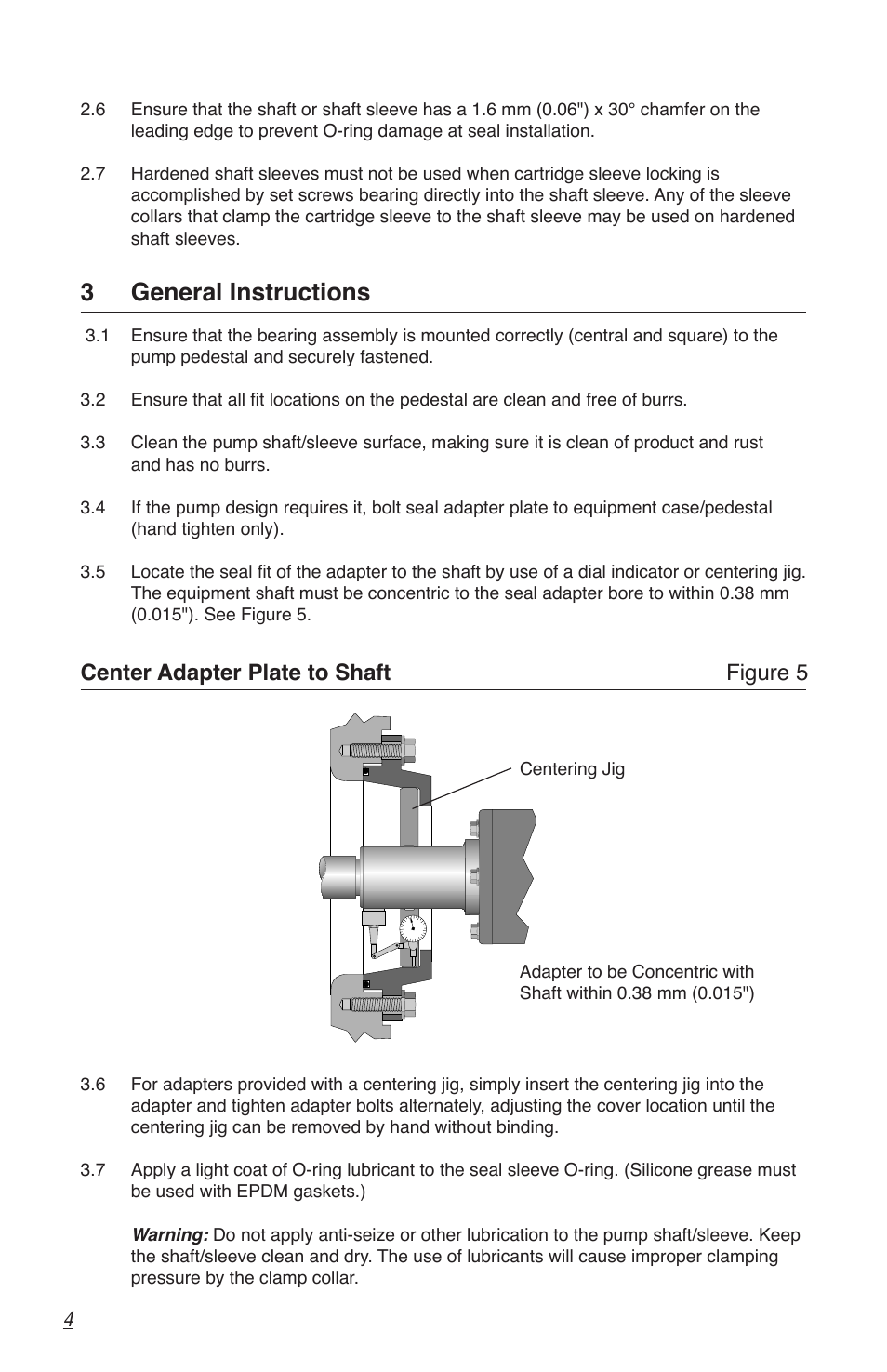 3 general instructions, Center adapter plate to shaft figure 5 | Flowserve SLM-6000 User Manual | Page 4 / 12