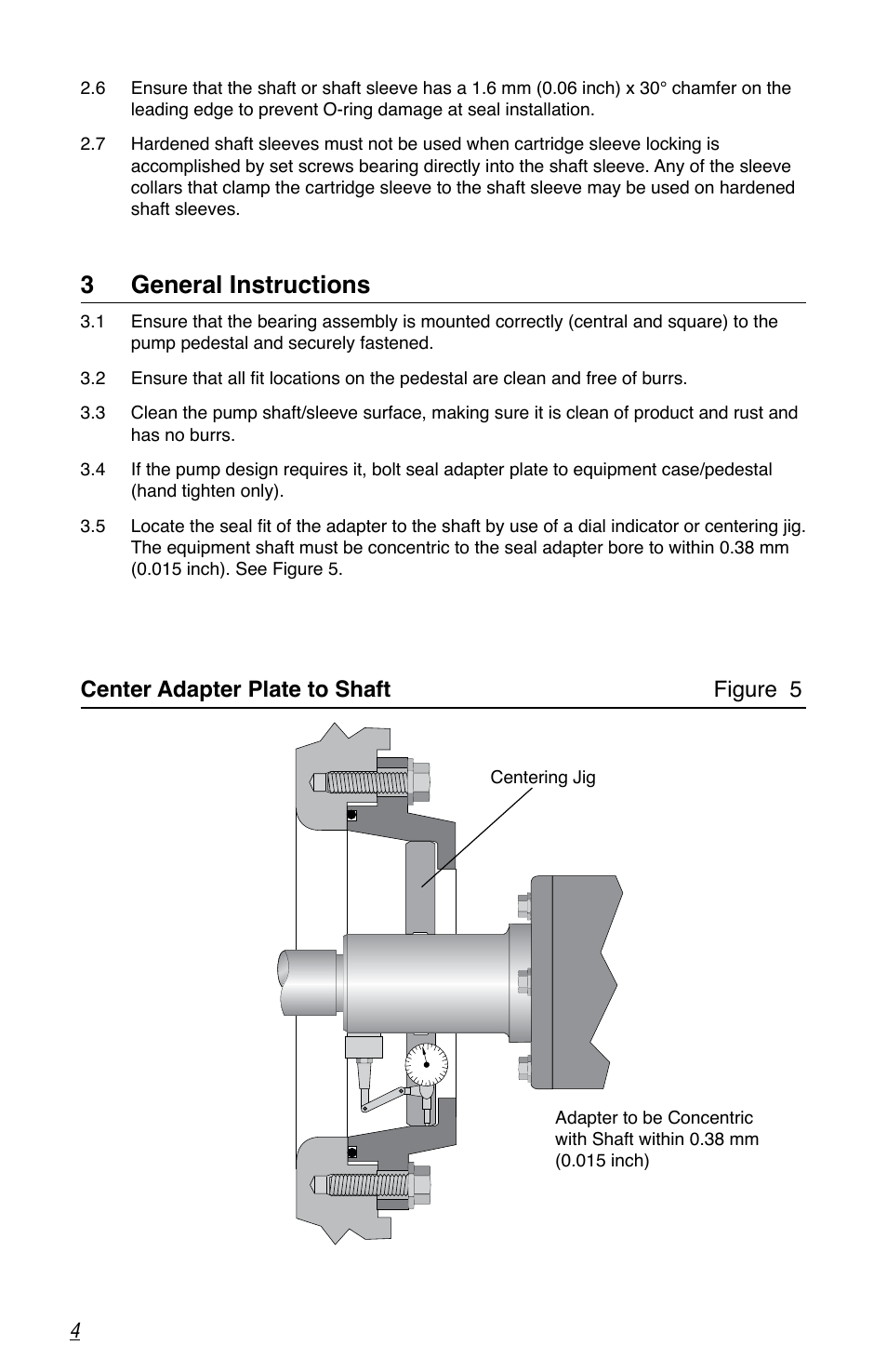 3 general instructions, Center adapter plate to shaft figure 5 | Flowserve SLM-6200 User Manual | Page 4 / 12