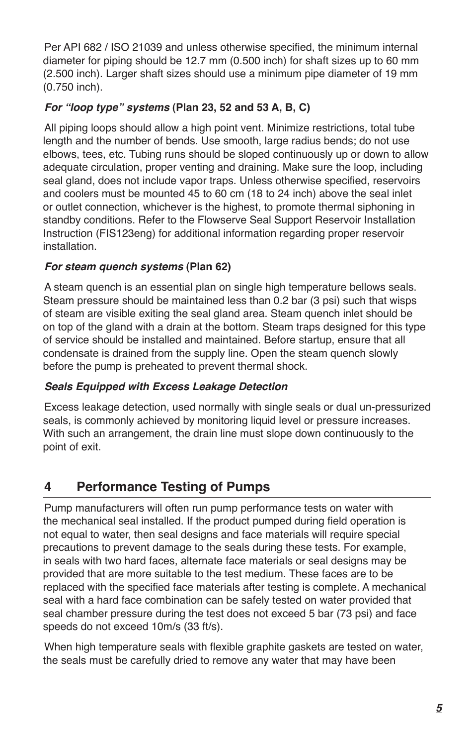 4performance testing of pumps | Flowserve High Temperature Metal Bellows Seals User Manual | Page 5 / 8