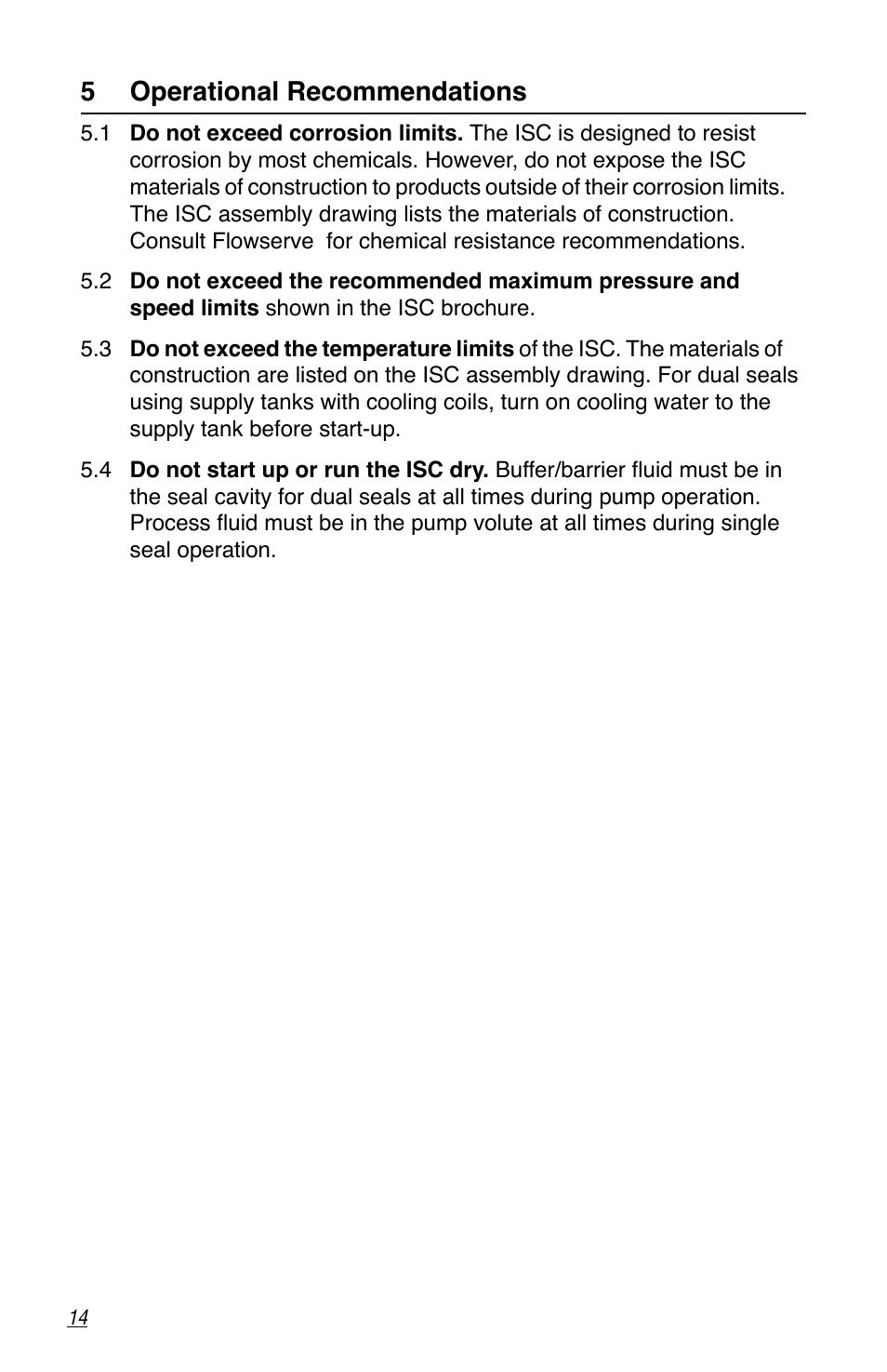 5 operational recommendations | Flowserve ISC Series User Manual | Page 14 / 16