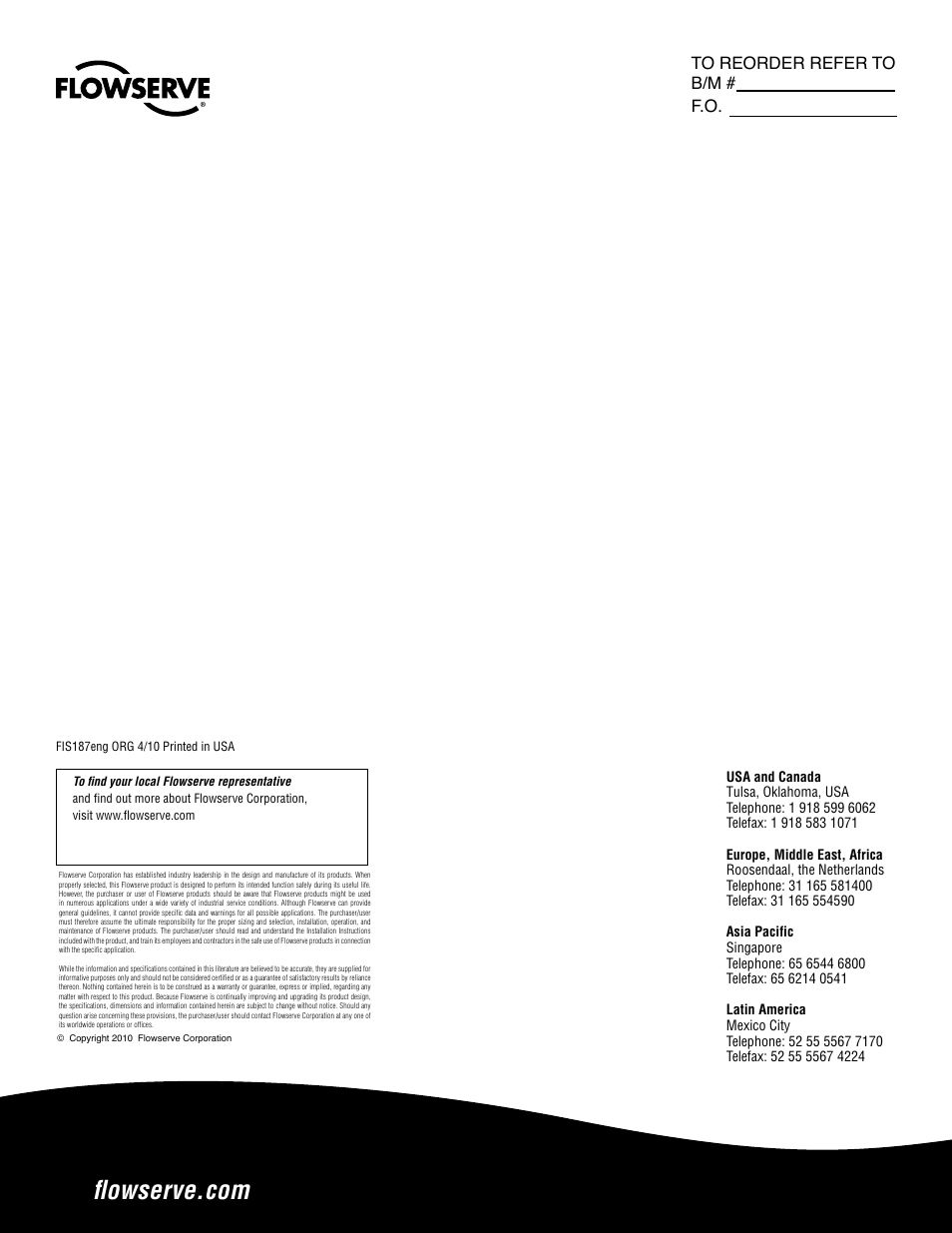 Flowserve Circulator User Manual | Page 12 / 12