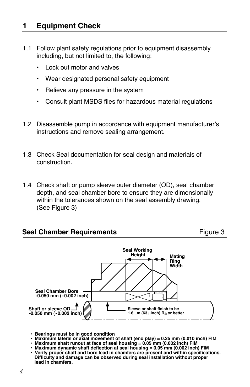 1 equipment check, Seal chamber requirements figure 3 | Flowserve Pac-Seal Type 51 User Manual | Page 4 / 8