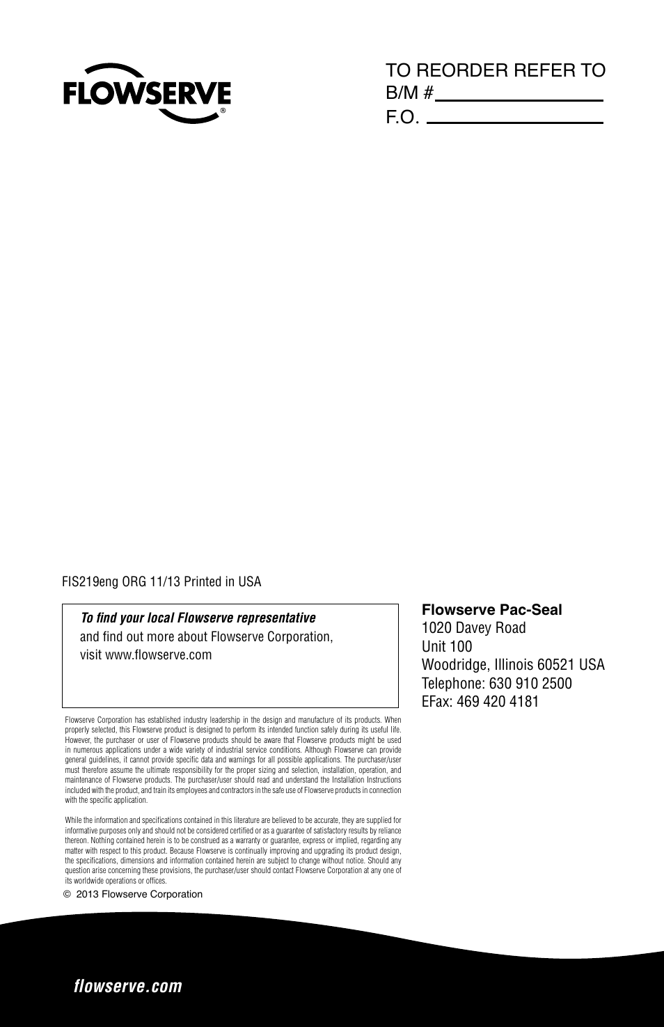 Flowserve Pac-Seal Type 51 User Manual | Page 8 / 8