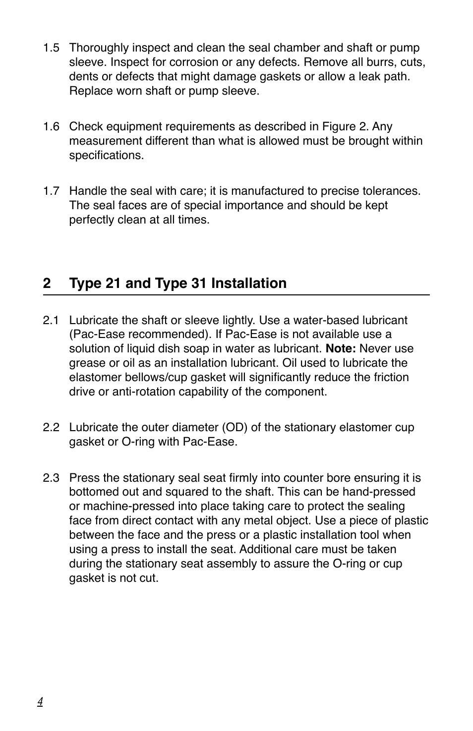 Flowserve Pac-Seal Type 21 User Manual | Page 4 / 8