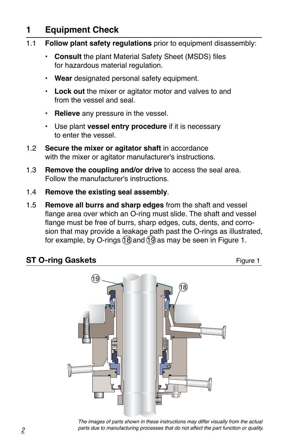 1 equipment check | Flowserve ST Series User Manual | Page 2 / 8