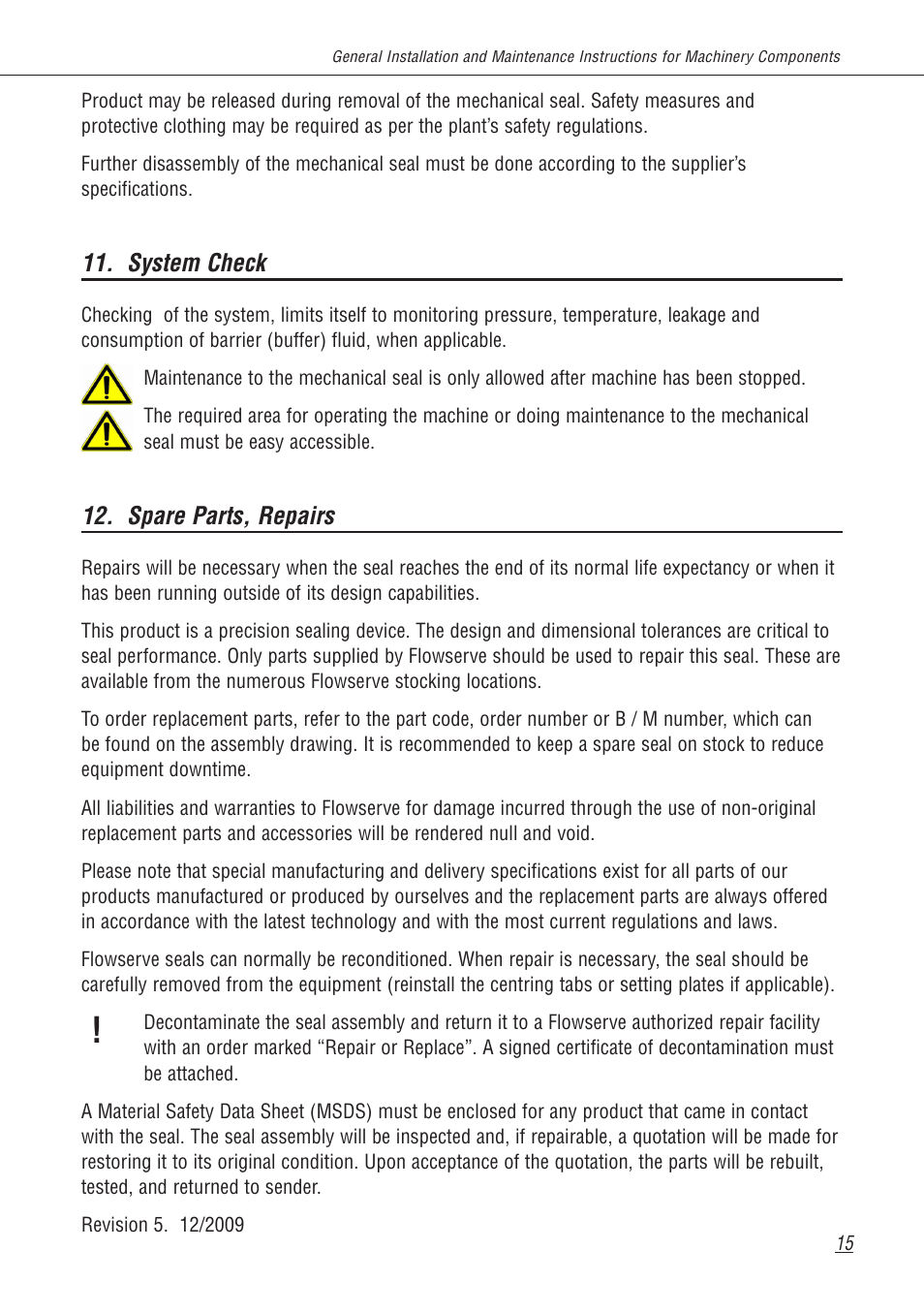 Flowserve Machinery Components User Manual | Page 15 / 16