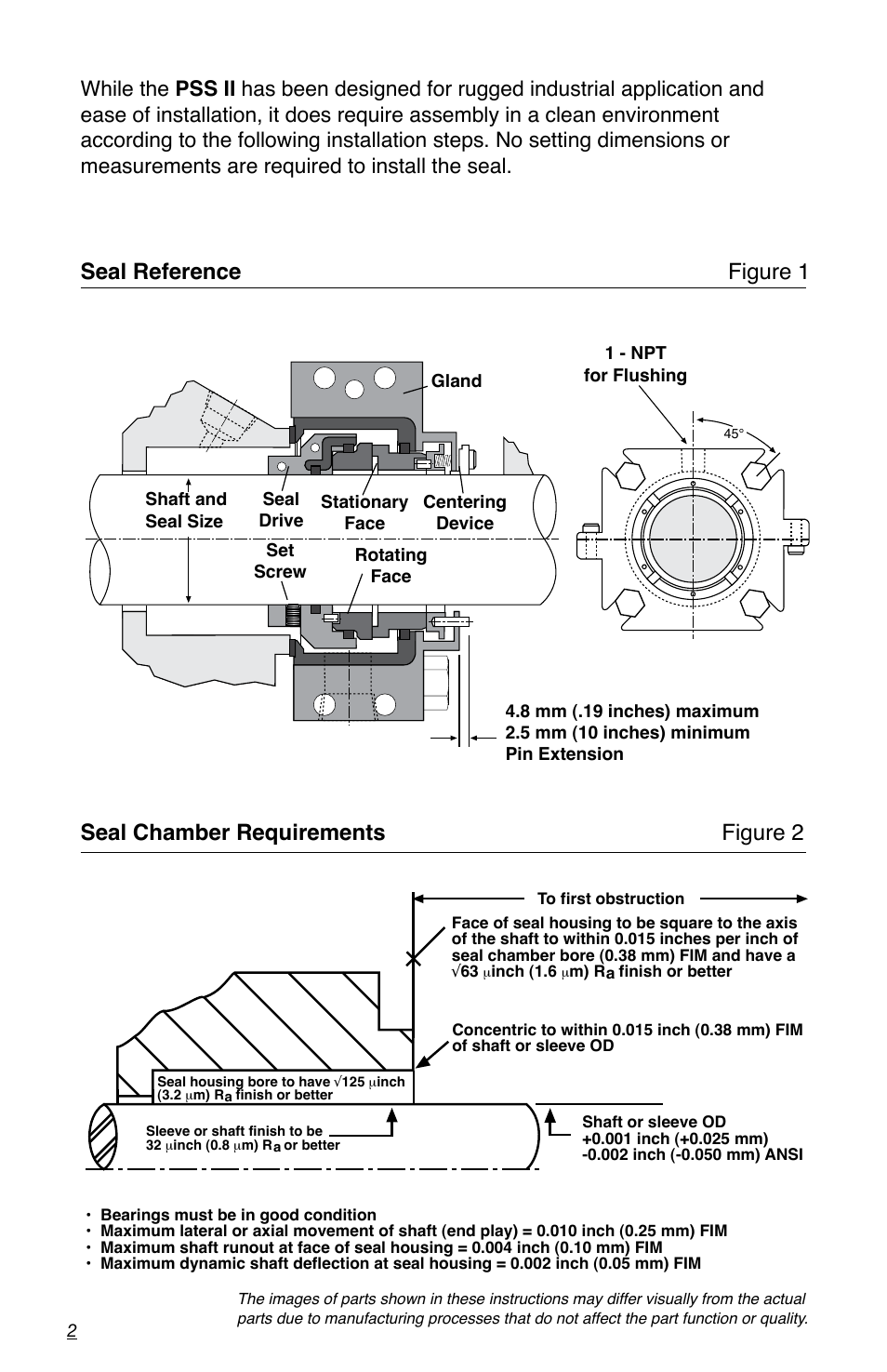 Seal reference, Figure 1, Seal chamber requirements figure 2 | Flowserve PSS II Durametallic User Manual | Page 2 / 8