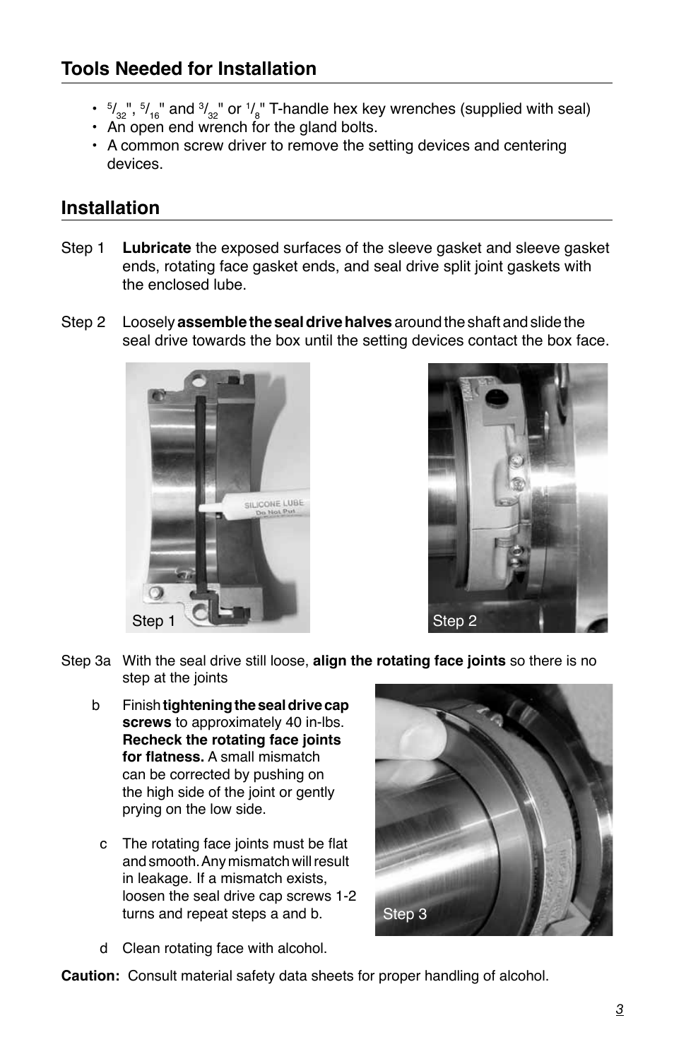 Tools needed for installation, Installation | Flowserve PSS II Durametallic User Manual | Page 3 / 8