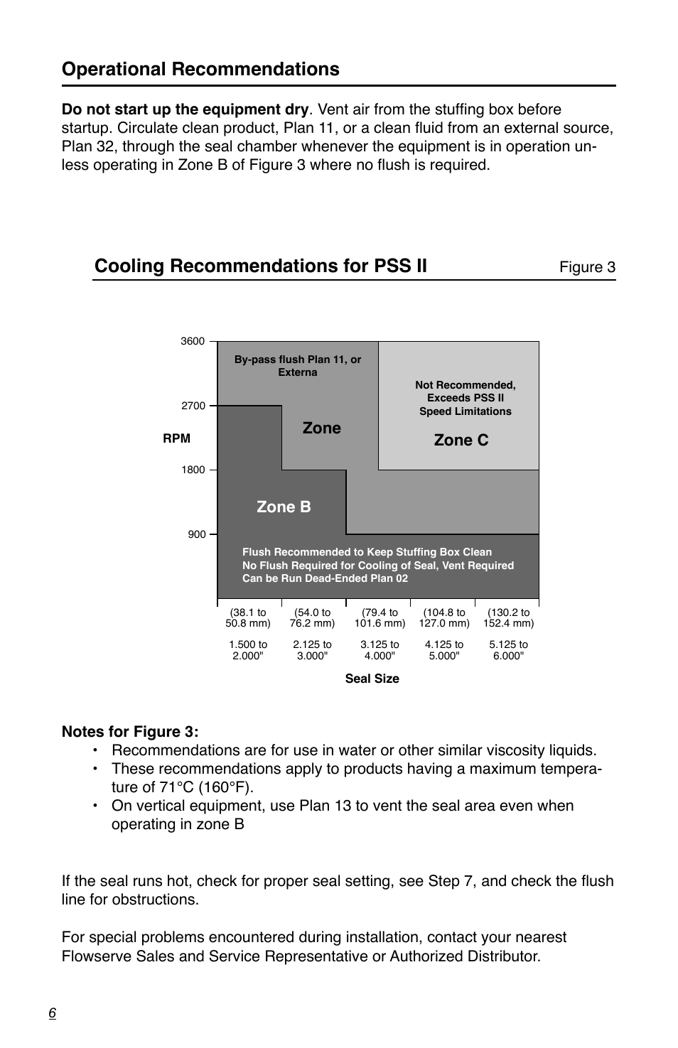Cooling recommendations for pss ii, Operational recommendations, Zone zone c | Zone b | Flowserve PSS II Durametallic User Manual | Page 6 / 8
