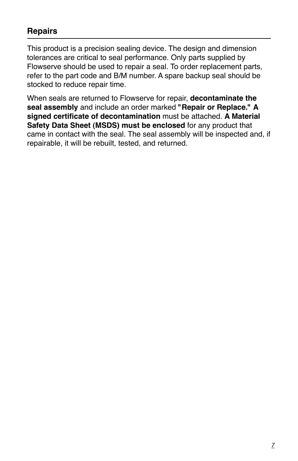 Flowserve PSS II Durametallic User Manual | Page 7 / 8