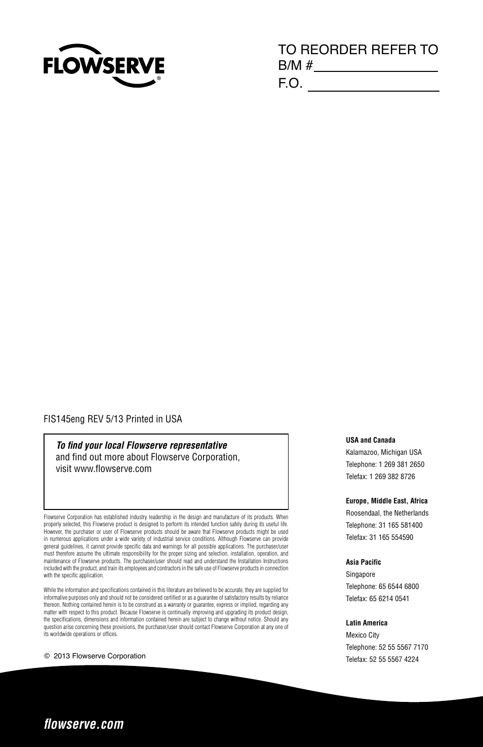 Flowserve PSS II Durametallic User Manual | Page 8 / 8