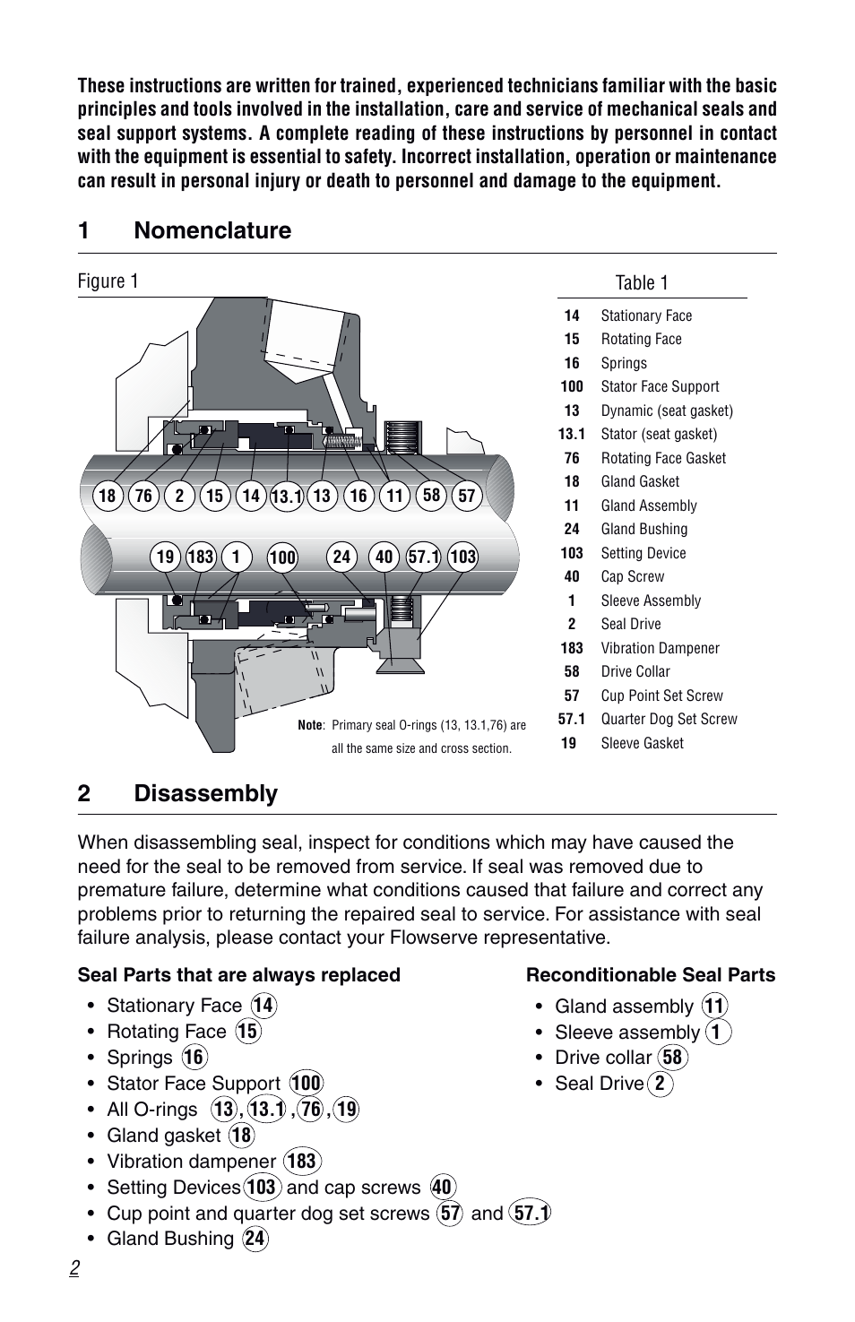 1nomenclature, 2disassembly | Flowserve ISC1PX User Manual | Page 2 / 8