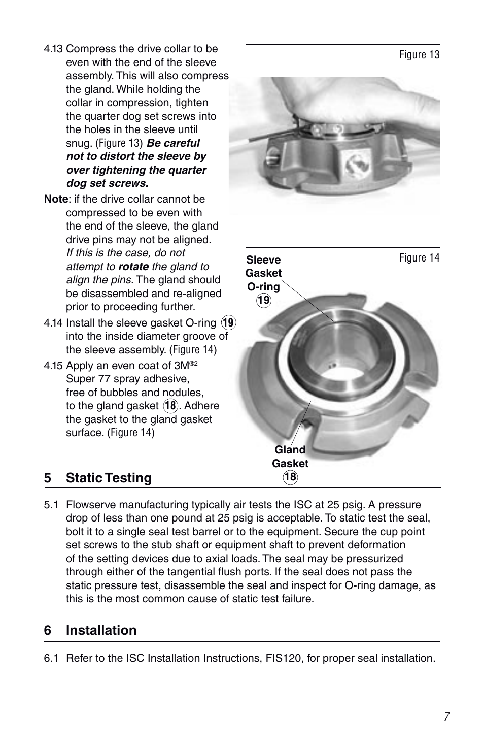 5 static testing, 6 installation | Flowserve ISC1PX User Manual | Page 7 / 8