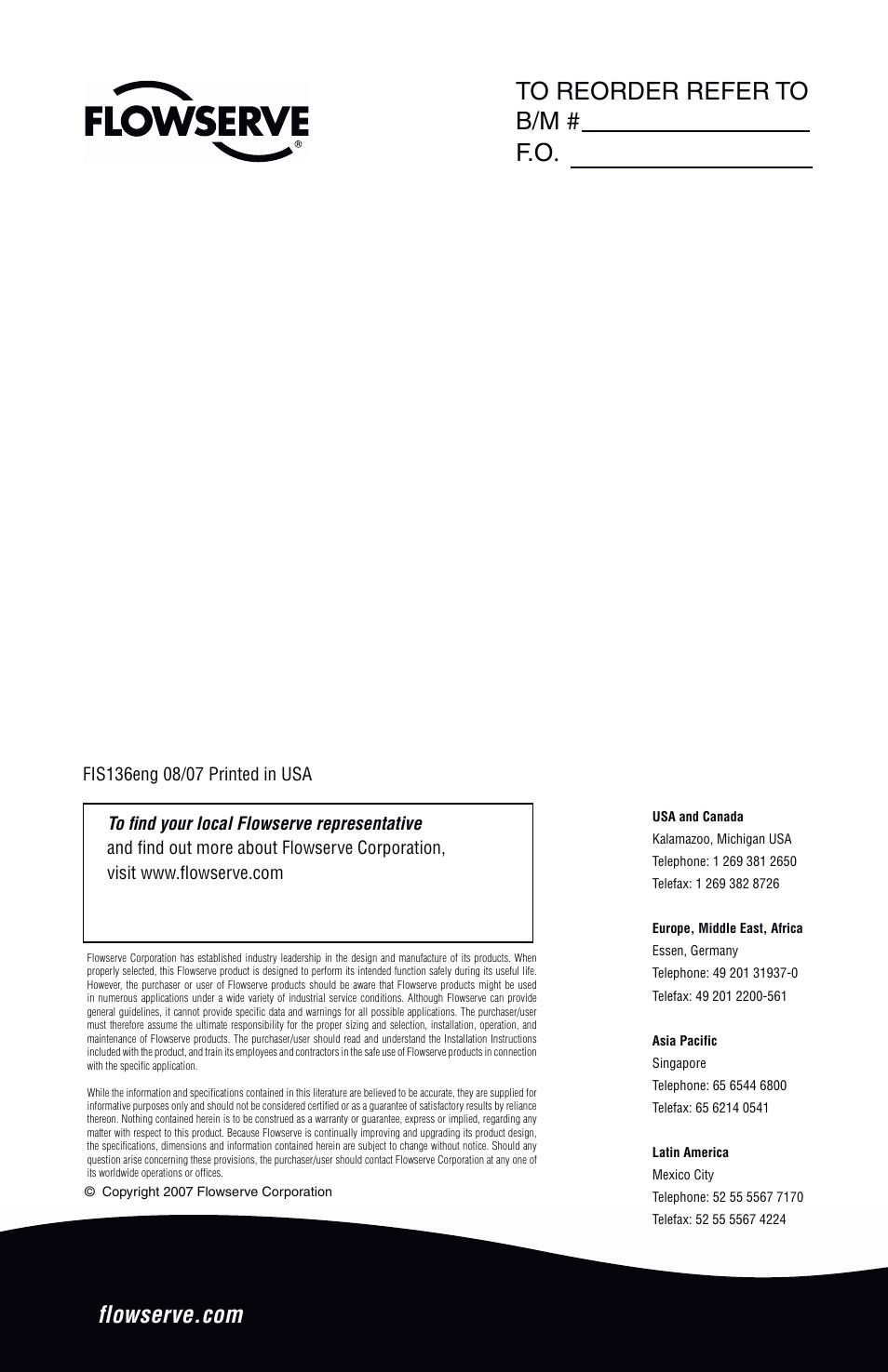 Flowserve ISC1PX User Manual | Page 8 / 8