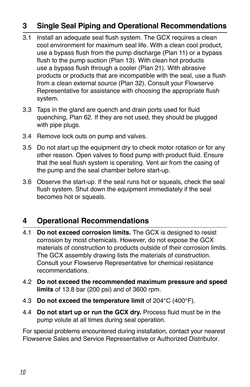 4 operational recommendations | Flowserve GCX Series User Manual | Page 10 / 12