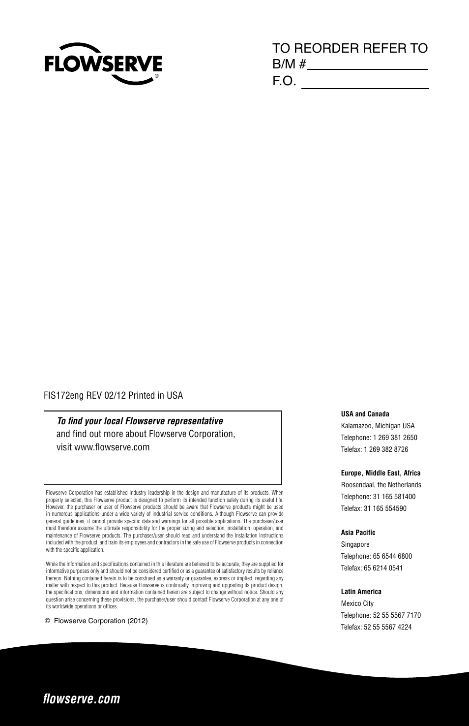 Flowserve GCX Series User Manual | Page 12 / 12