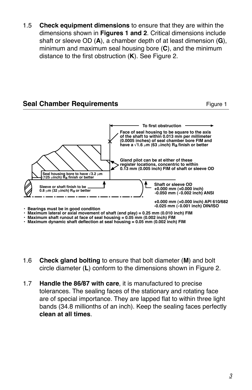 Seal chamber requirements | Flowserve 80 Series Five Star Seal User Manual | Page 3 / 12