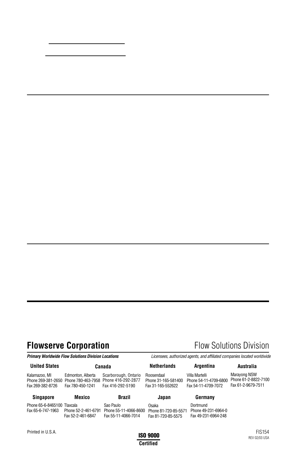 Flowserve corporation flow solutions division, 2operation, Maintenance | Flowserve Airfin Coolers User Manual | Page 4 / 4