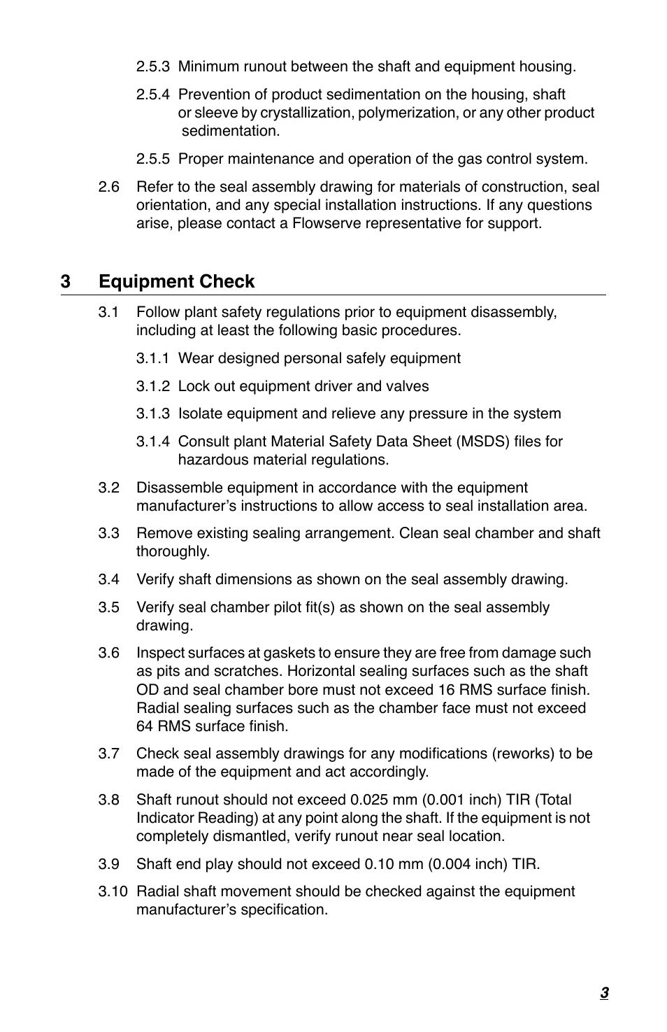 3 equipment check | Flowserve Circpac HP User Manual | Page 3 / 8