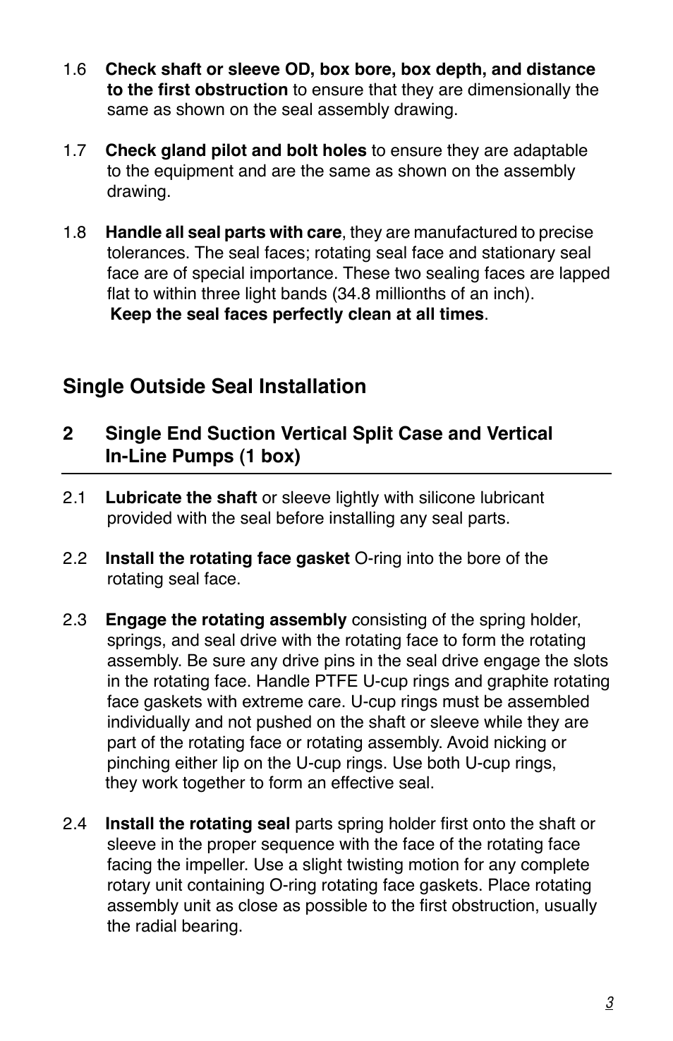 Single outside seal installation | Flowserve Single Outside Seal User Manual | Page 3 / 8