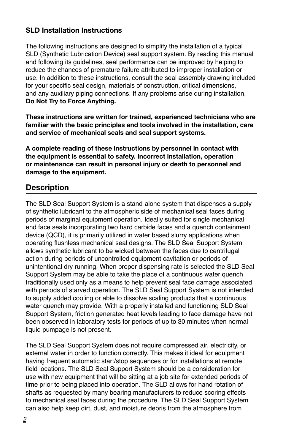 Description | Flowserve SLD User Manual | Page 2 / 8