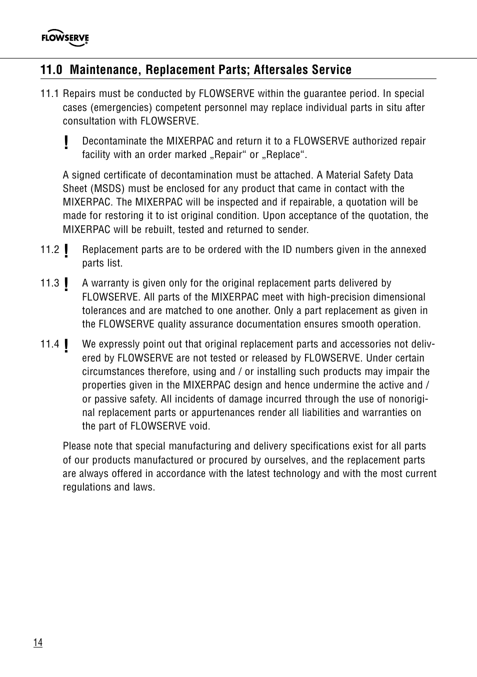 Flowserve 2564 Mixerpac User Manual | Page 14 / 17