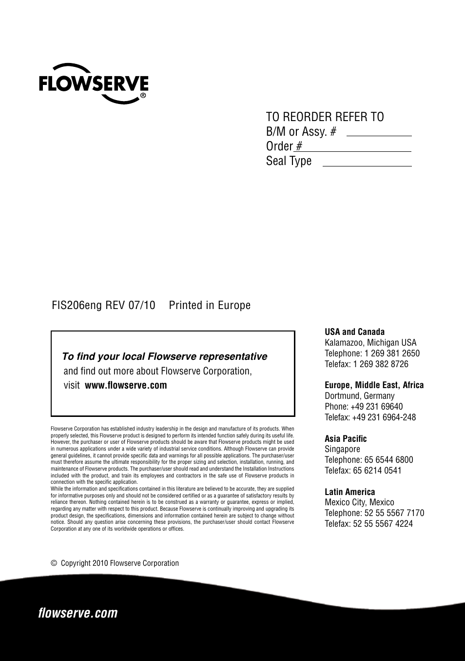 Flowserve 2564 Mixerpac User Manual | Page 17 / 17