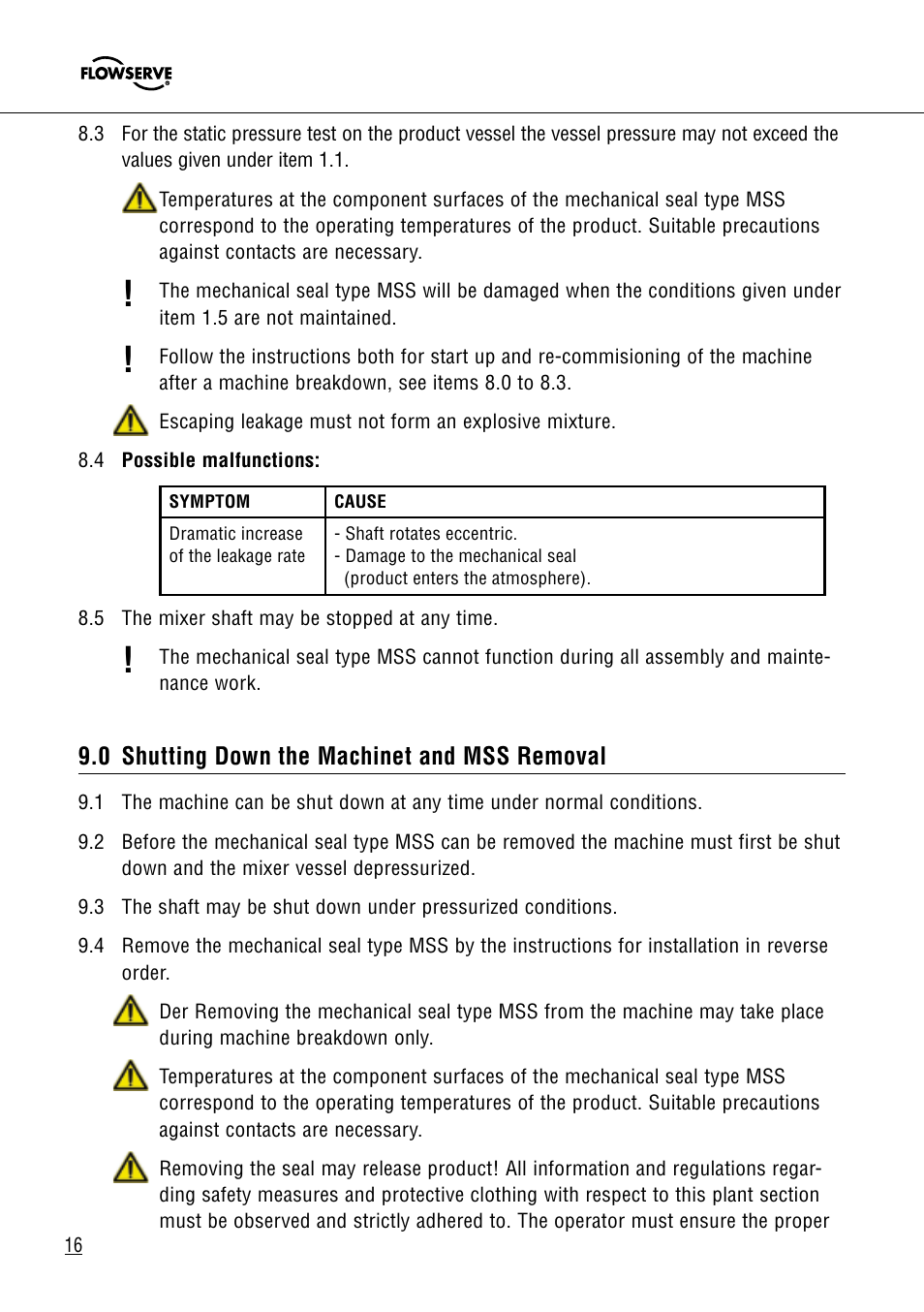 Flowserve MSS User Manual | Page 16 / 19