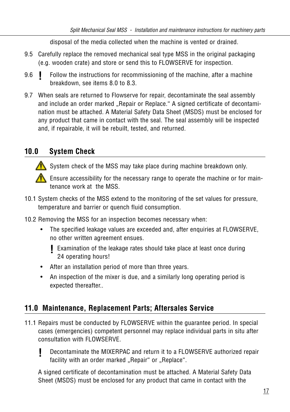 Flowserve MSS User Manual | Page 17 / 19