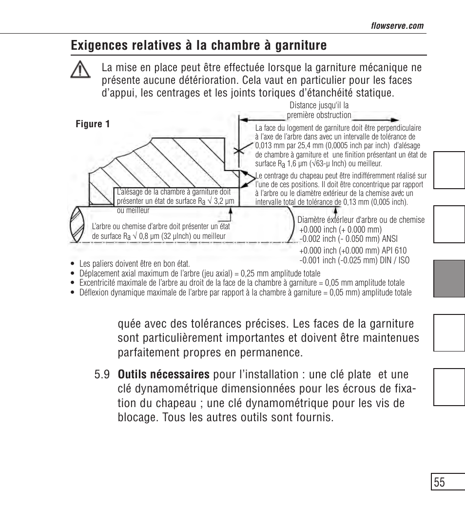 Exigences relatives à la chambre à garniture | Flowserve ISC2 Series User Manual | Page 55 / 116