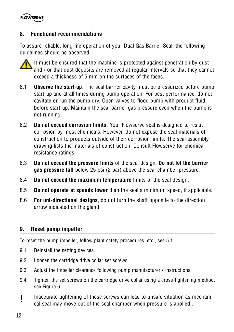 Flowserve Dual Gas Barrier Seals User Manual | Page 12 / 15