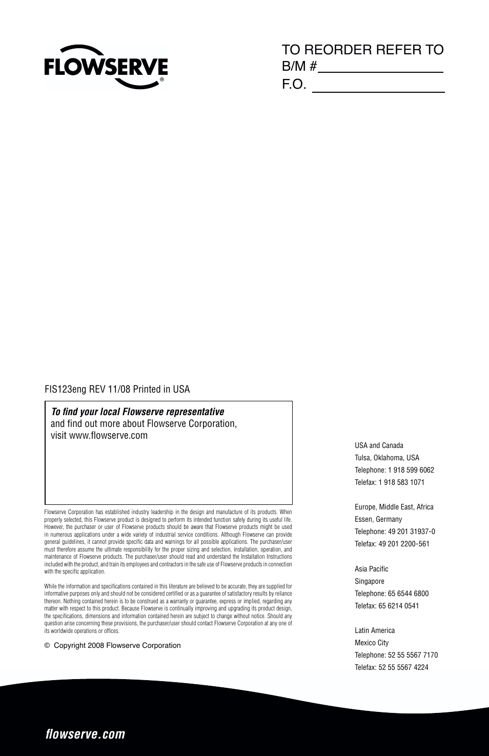 Flowserve Seal Support Reservoir User Manual | Page 8 / 8