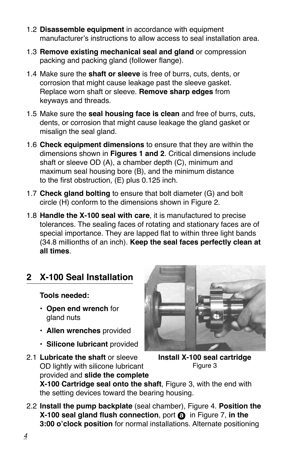 2x-100 seal installation | Flowserve X-100 User Manual | Page 4 / 8