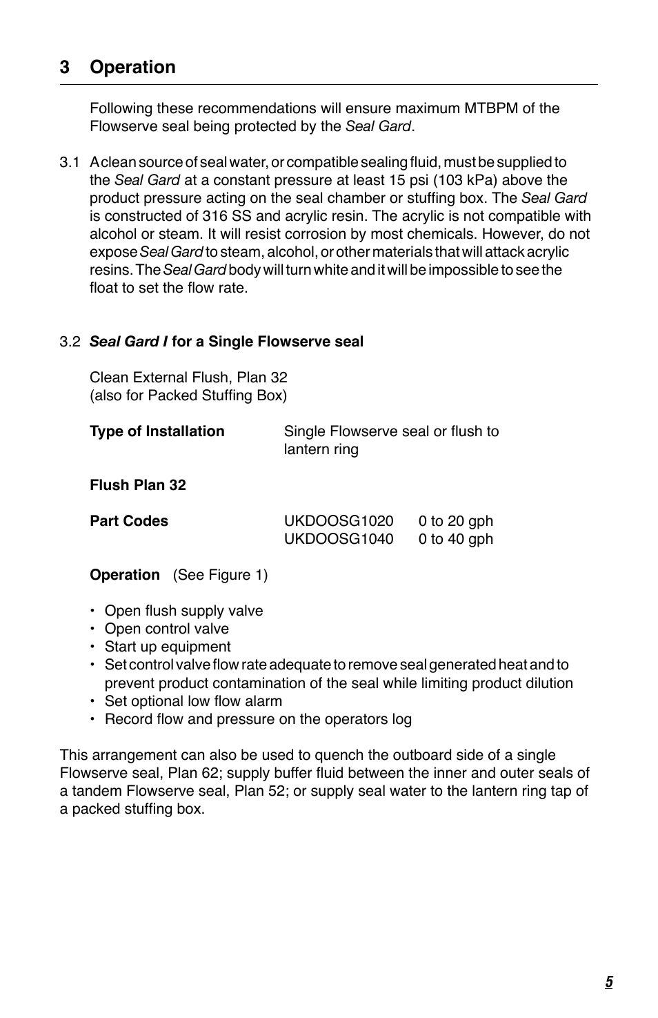 3 operation | Flowserve Seal Gard User Manual | Page 5 / 12