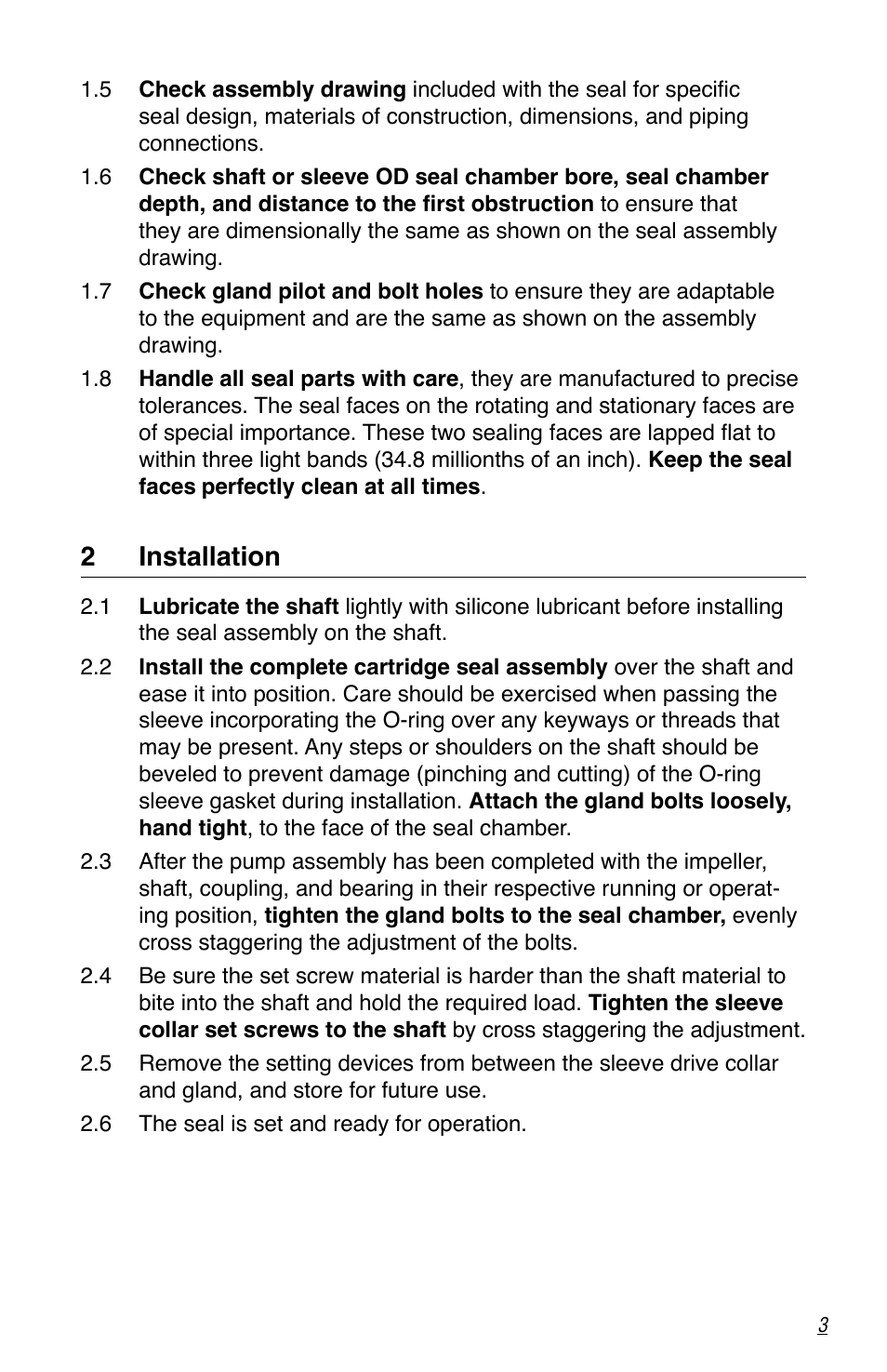 2 installation | Flowserve SL-5000 Seals User Manual | Page 3 / 8