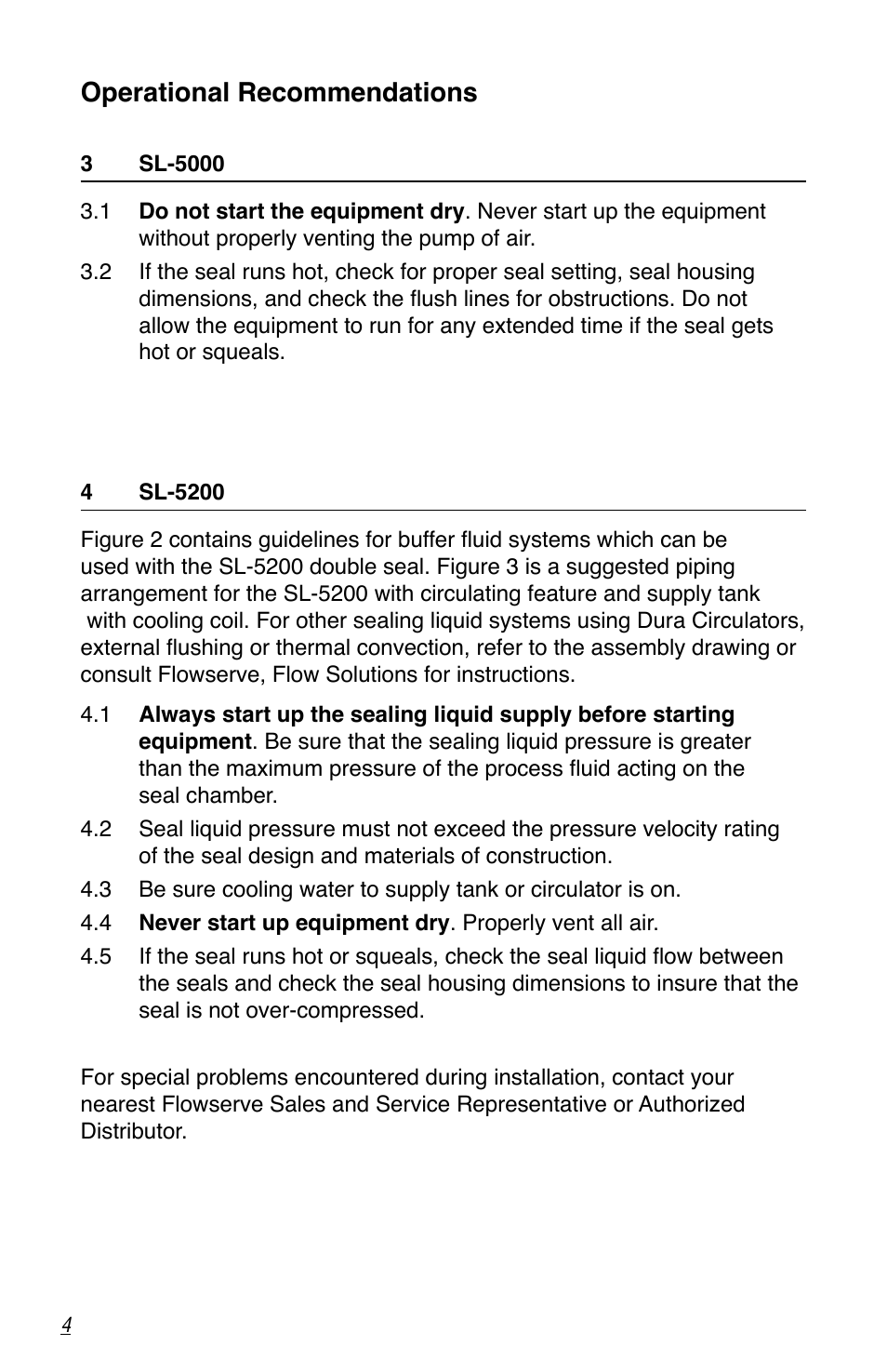Operational recommendations | Flowserve SL-5000 Seals User Manual | Page 4 / 8