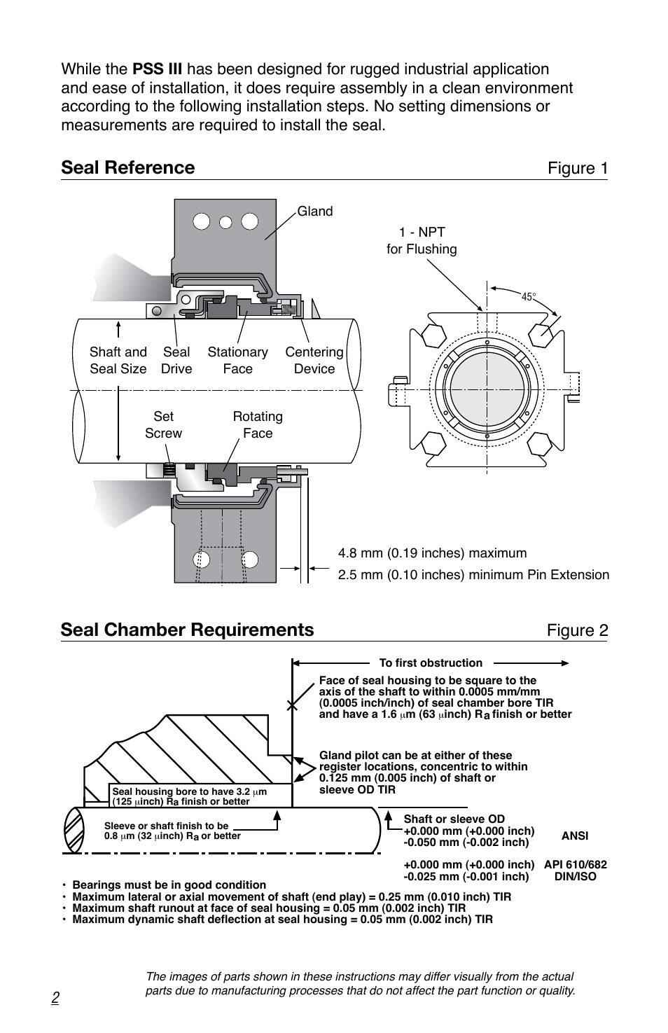 Seal reference, Seal chamber requirements, Figure 1 | Figure 2 | Flowserve PSS III Seal Durametallic User Manual | Page 2 / 8