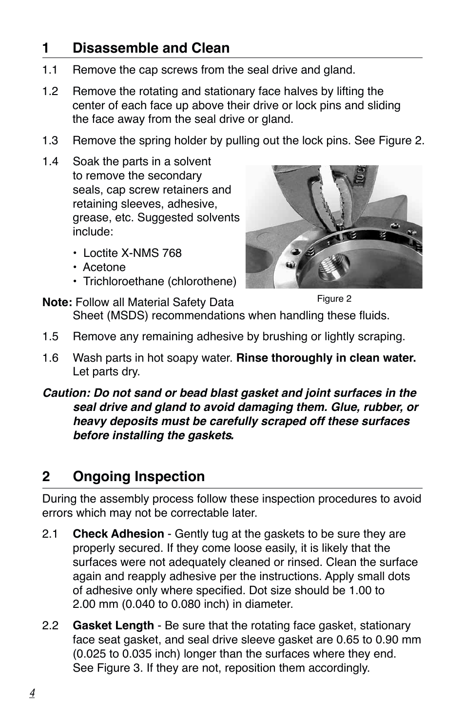 1 disassemble and clean, 2 ongoing inspection | Flowserve PSS III Durametallic User Manual | Page 4 / 16