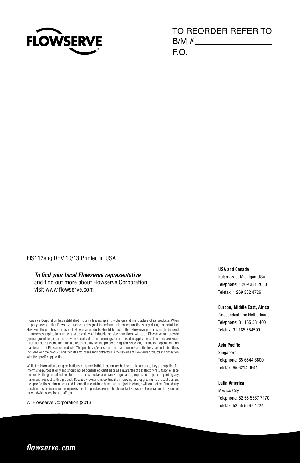 Flowserve P-50 Durametallic User Manual | Page 12 / 12