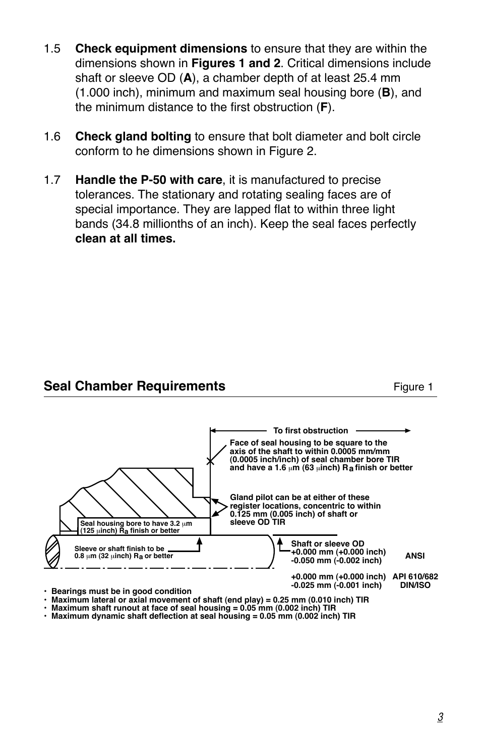 Seal chamber requirements | Flowserve P-50 Durametallic User Manual | Page 3 / 12