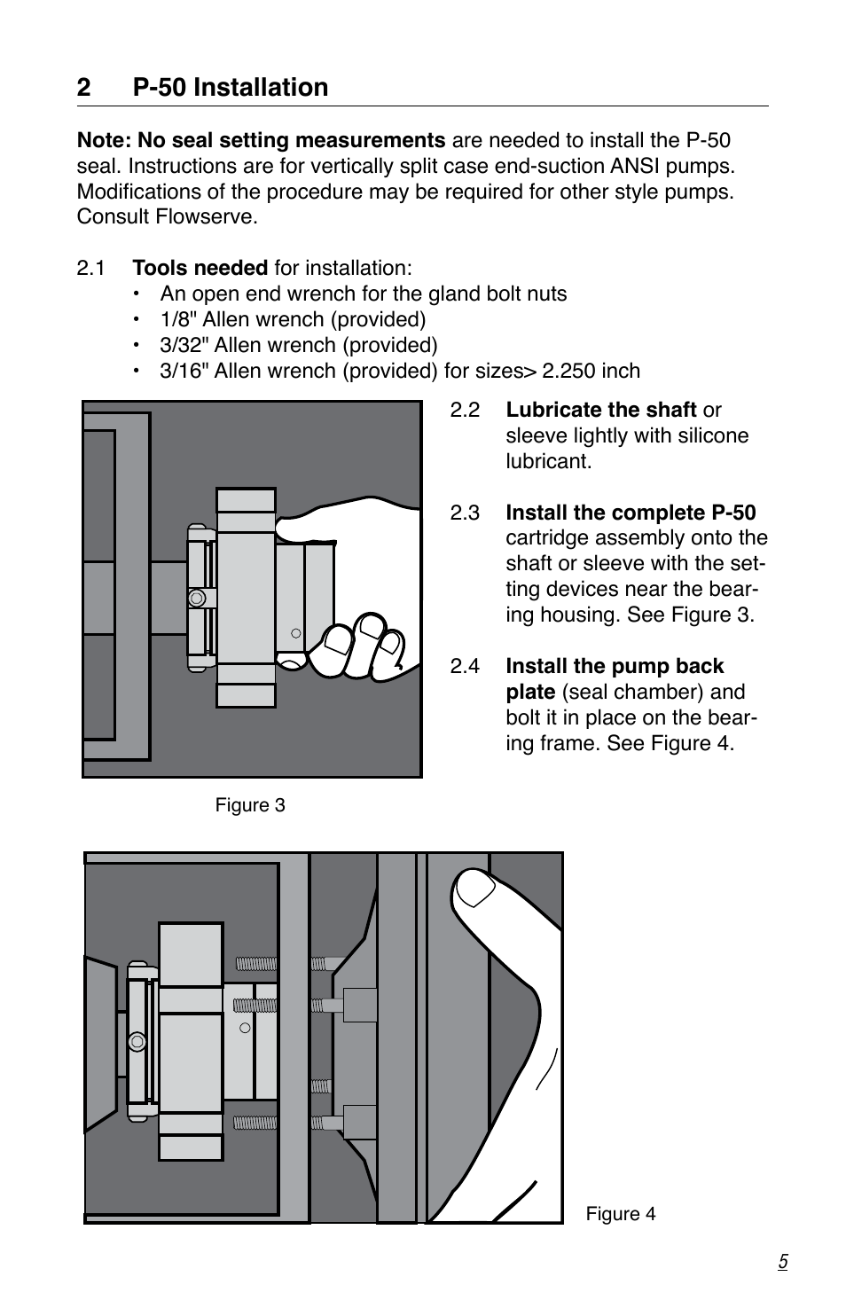 2 p-50 installation | Flowserve P-50 Durametallic User Manual | Page 5 / 12