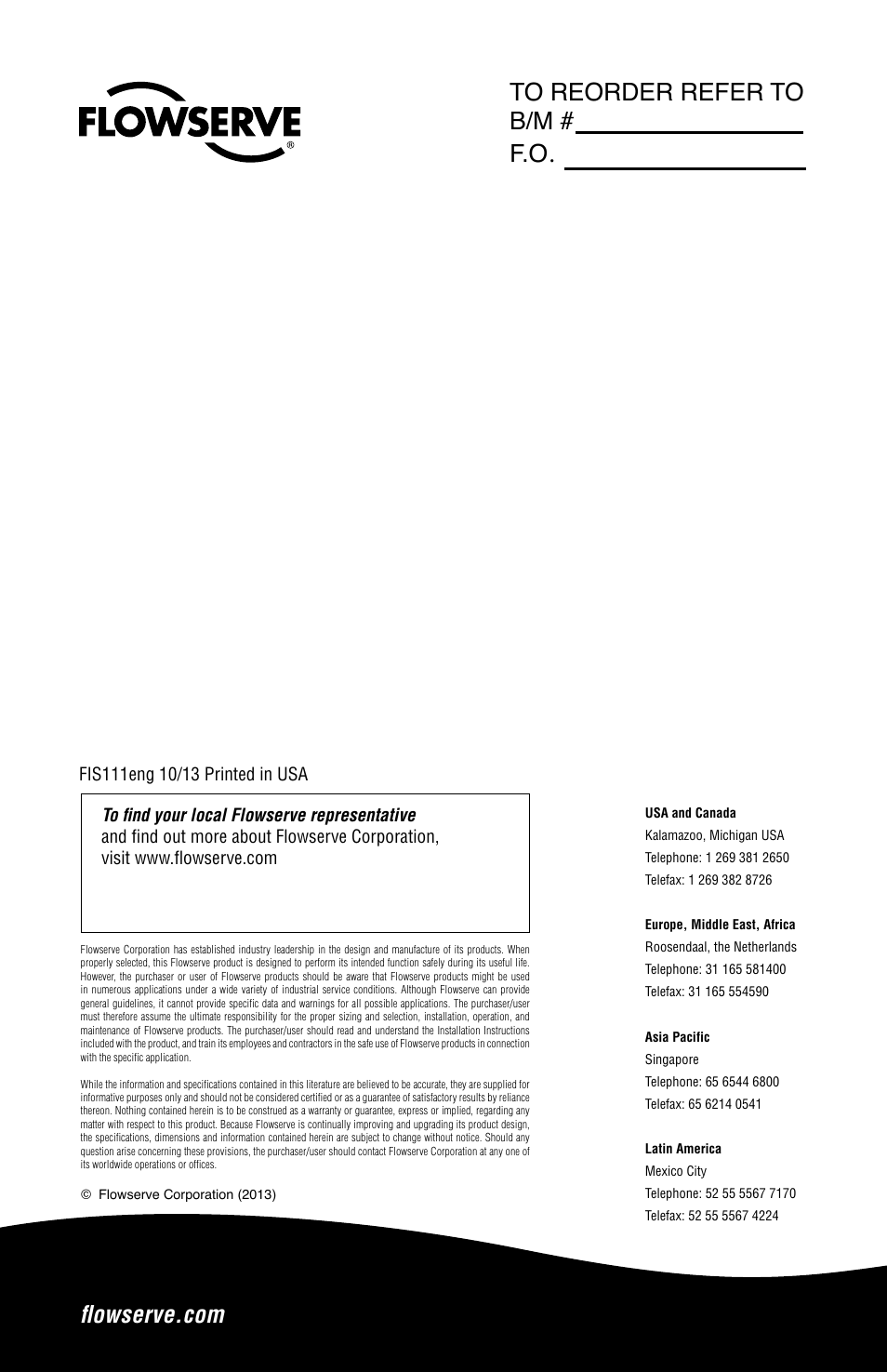 Flowserve P-200 Durametallic User Manual | Page 12 / 12