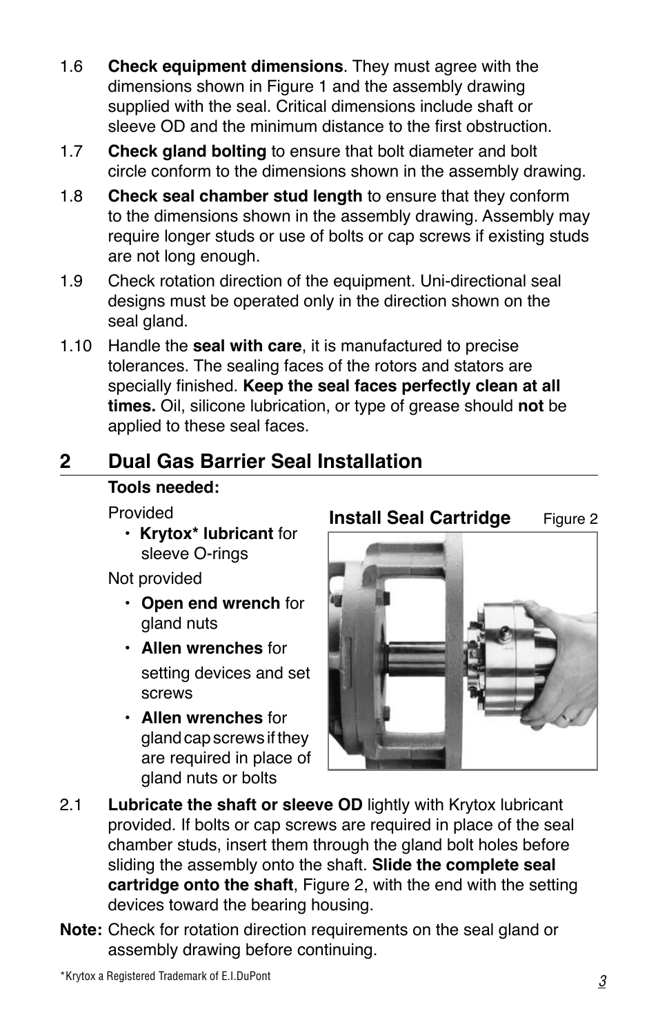 2dual gas barrier seal installation | Flowserve Dual Gas Barrier Seals User Manual | Page 3 / 8