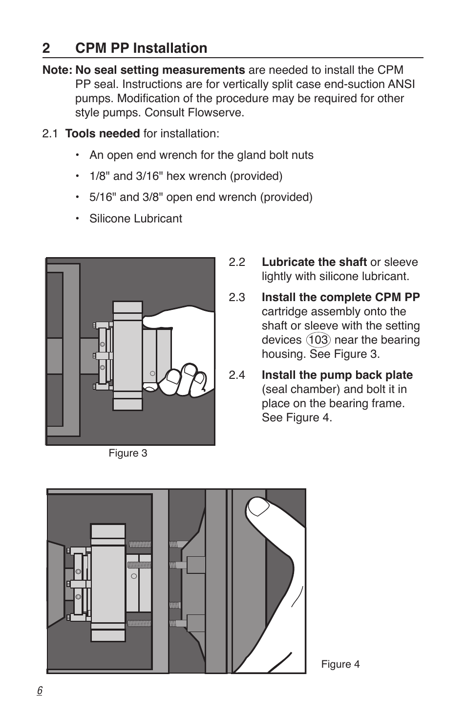 2cpm pp installation | Flowserve CPM Series User Manual | Page 6 / 12